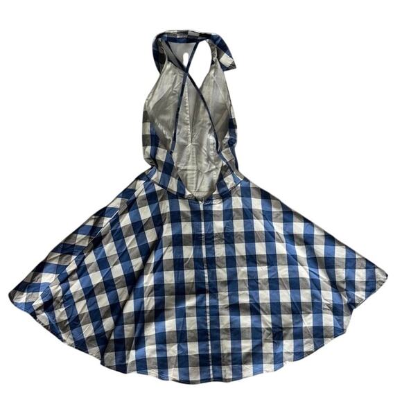 GUESS Blue Gingham Halter Dress Size 2 Fit & Flare Checkered Dress - Picture 3 of 10